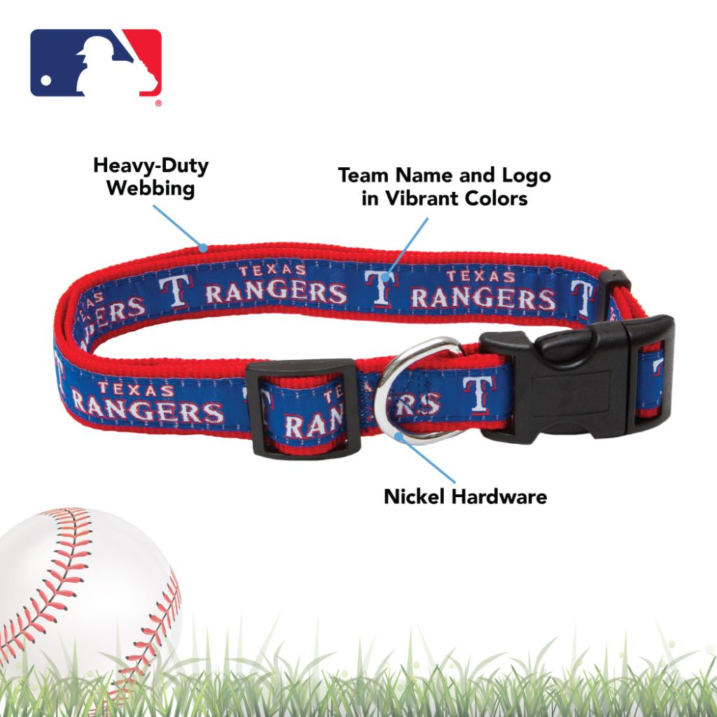 MLB Texas Rangers Licensed PET COLLAR- Heavy-Duty, Strong, and Durable Dog Collar