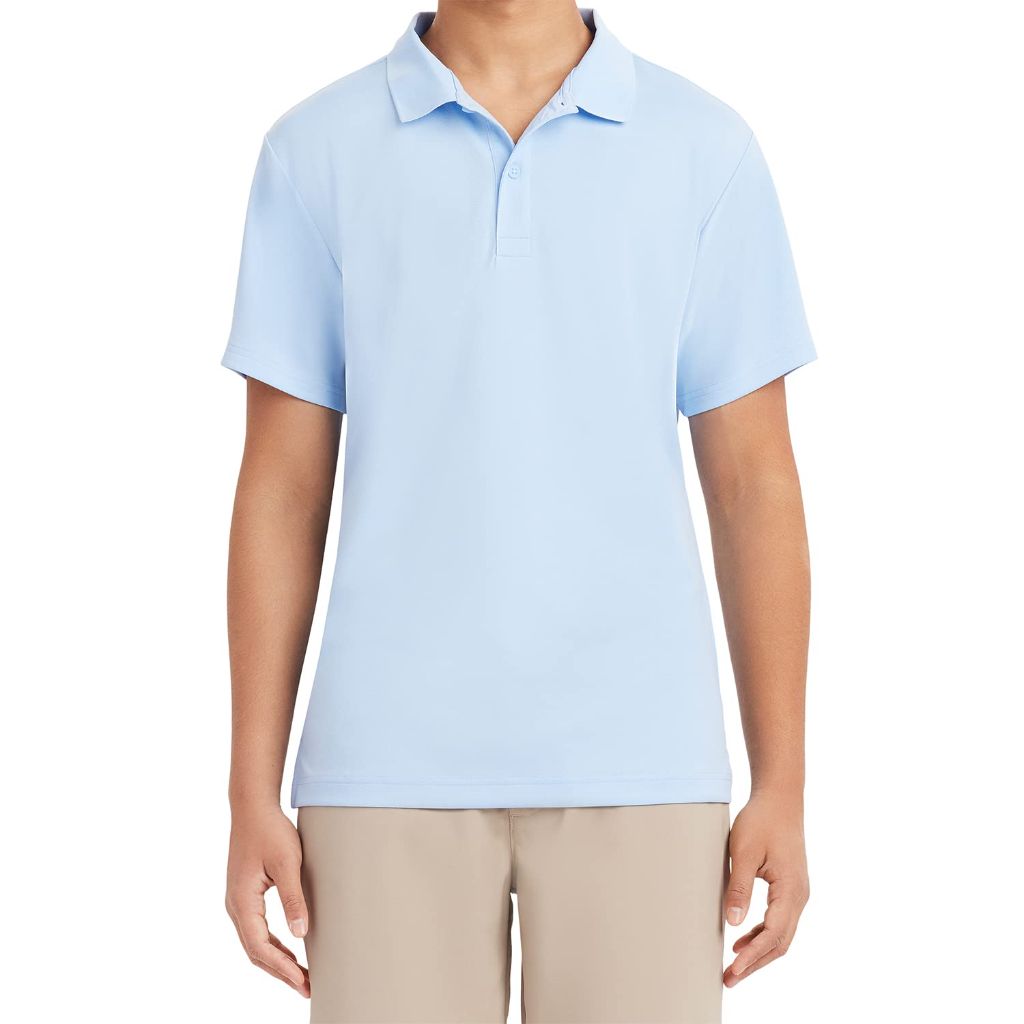 Izod Mens Short Sleeve Performance Polo Shirt, Light Blue-483, 38-39 US