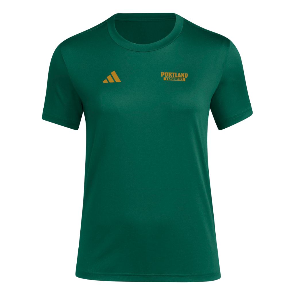 SZ XL, Adidas Womens Portland Timbers Pre-Game Short Sleeve Soccer T-Shirt | Dark Green