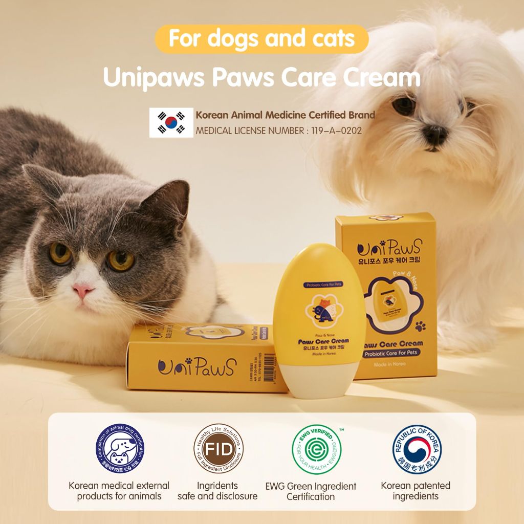 UNIPAWS Probiotic Moisturizing Cream for Dogs & Cats – Made in Korea, 2.1 oz / 60g
