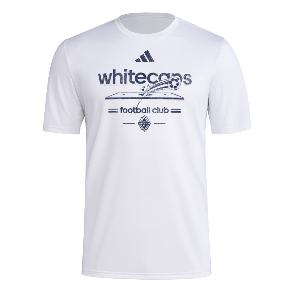 Adidas Mens Vancouver Whitecaps FC Pre-Game Short Sleeve Soccer T-Shirt,White/Vancouver Whitecaps,XX-Large
