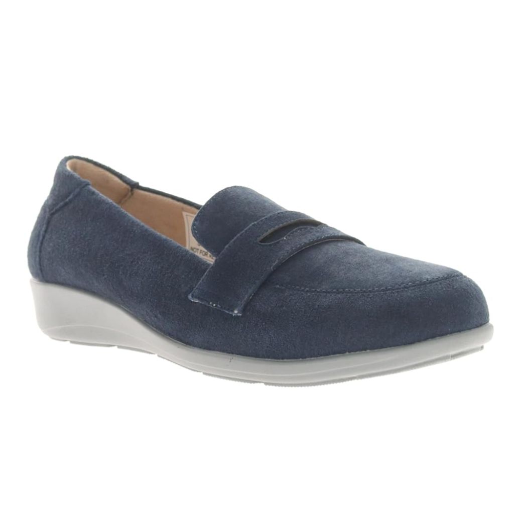 Propét Women's Yetta Wedge Loafer, Navy 7 X-Wide US
