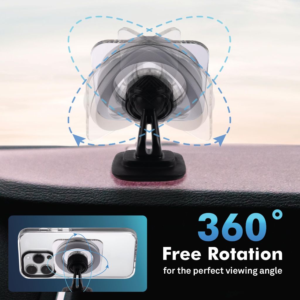 BELCO Magnetic Phone Holder for Car – Adhesive Car Phone Mount with 360-degree – Compatible with iPhone and Android