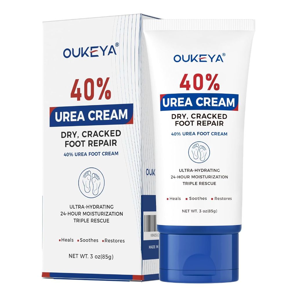 OUKEYA Urea Cream 40 Percent Tube 3 Oz, Foot & Hand Cream for Dry Cracked,  Maximum Strength