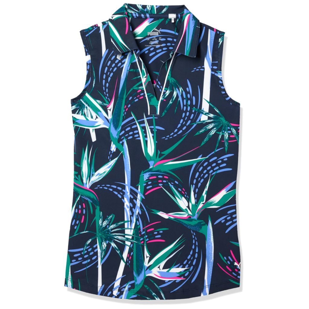 PUMA Golf Girls Paradise SL Polo, DEEP Navy-White Glow