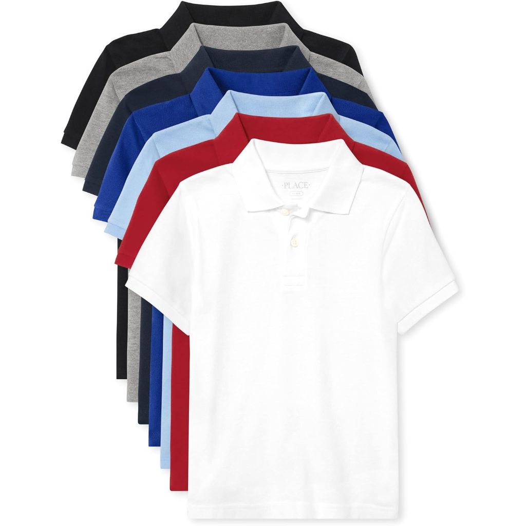 The Children's Place Boys' Short Sleeve Pique Polo, 7 Pack (10/12)