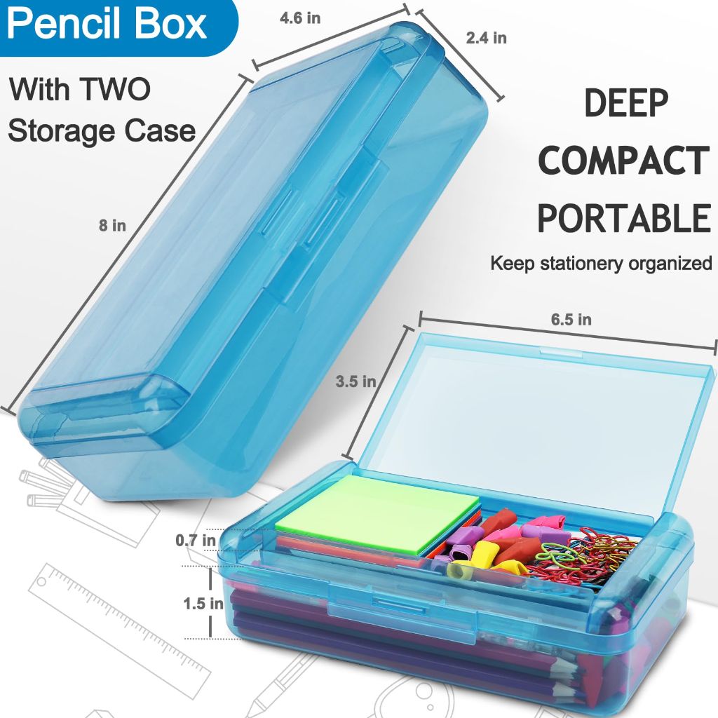 6 PCS Pencil Box, Transparent