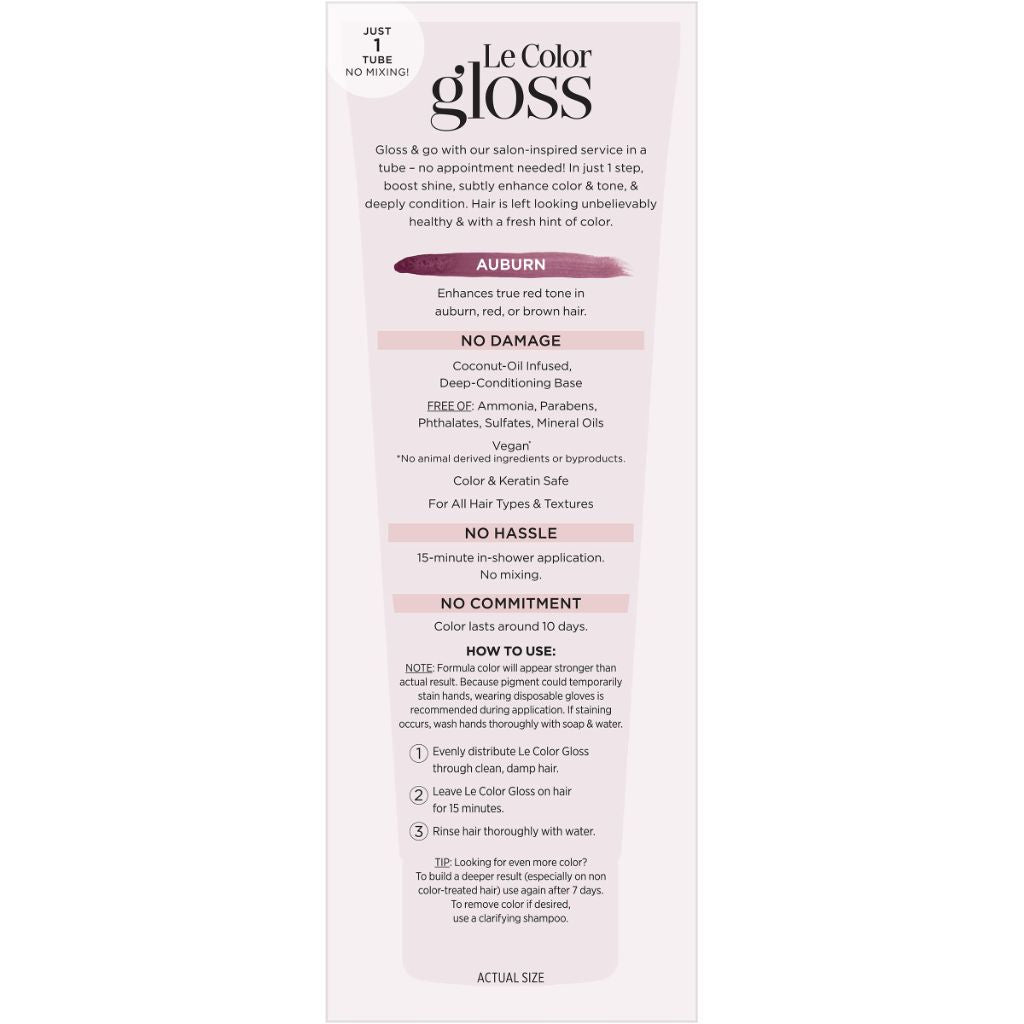 L’Oréal Paris Le Color One Step Toning Hair Gloss, Auburn, 4 Ounce