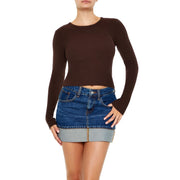 Forever 21 Women's Cropped Rib-Knit Sweater Turkish Coffee Medium