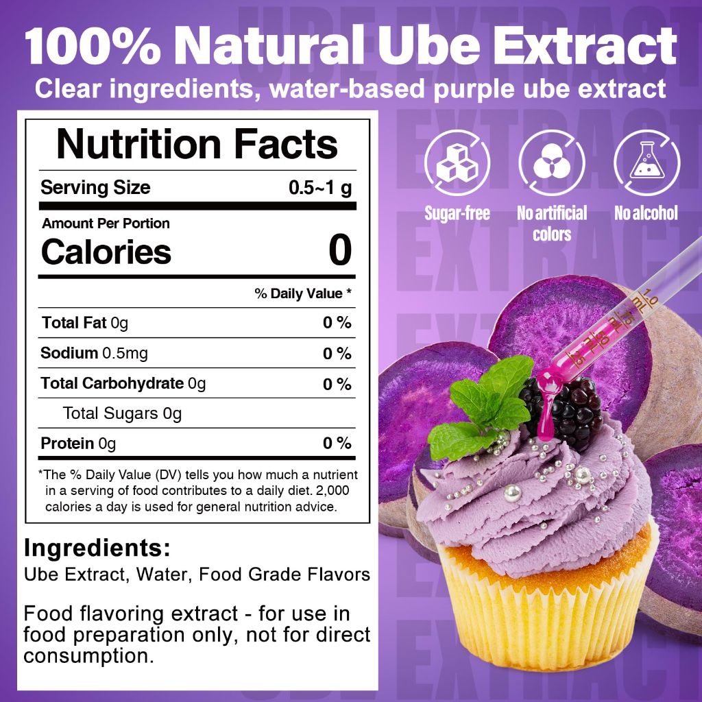 Rylenor 3oz Ube Extract for Baking – Purple Yam Flavoring, Alcohol-Free with Dropper