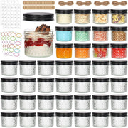 4 oz Glass Mason Jars with Black Lid, 40 PK