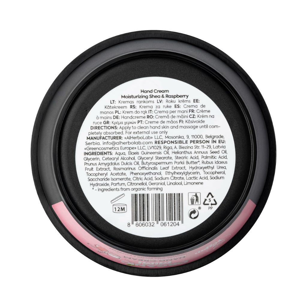 Organic Mimi Moisturizing Hand Cream with Shea Butter, Almond Oil & Raspberry 50 ml