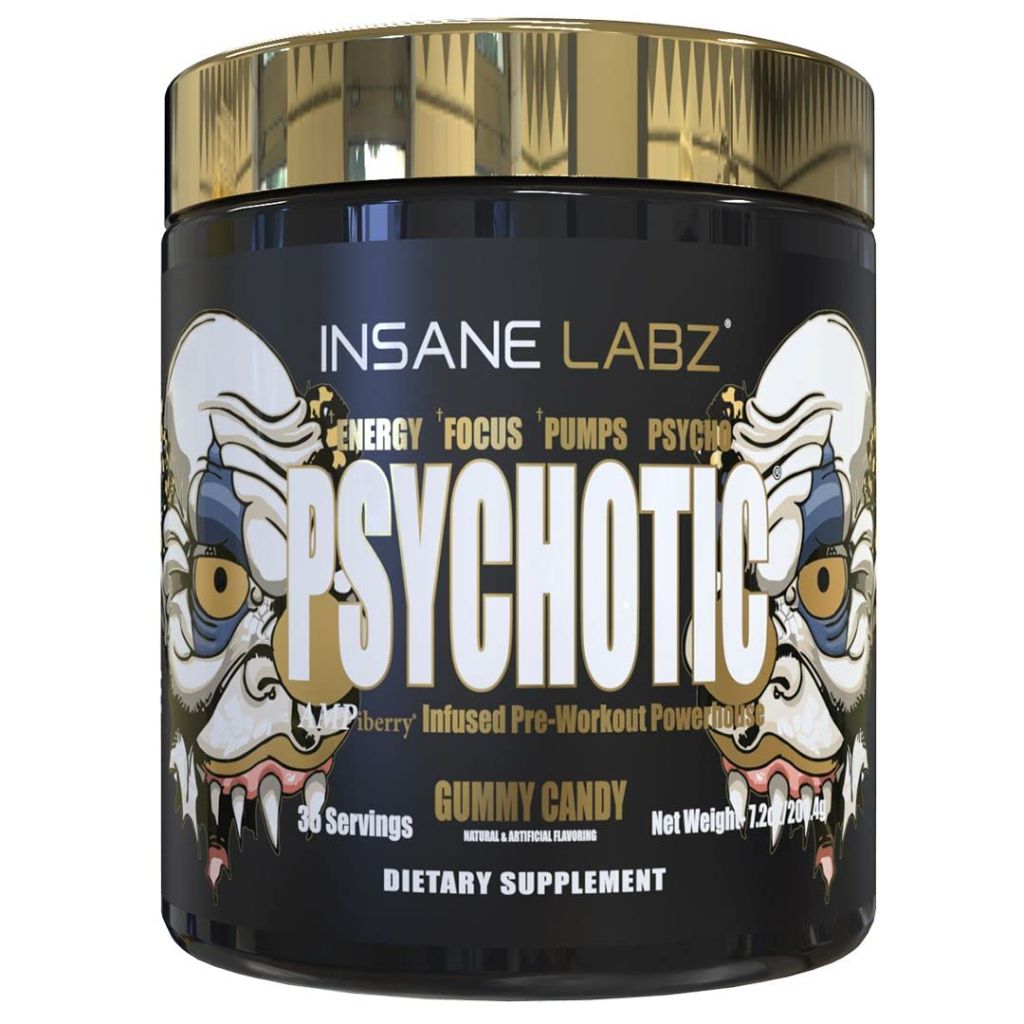 Insane Labz Psychotic Gold, High Stimulant Pre Workout Powder (35 Servings, Gummy Candy)
