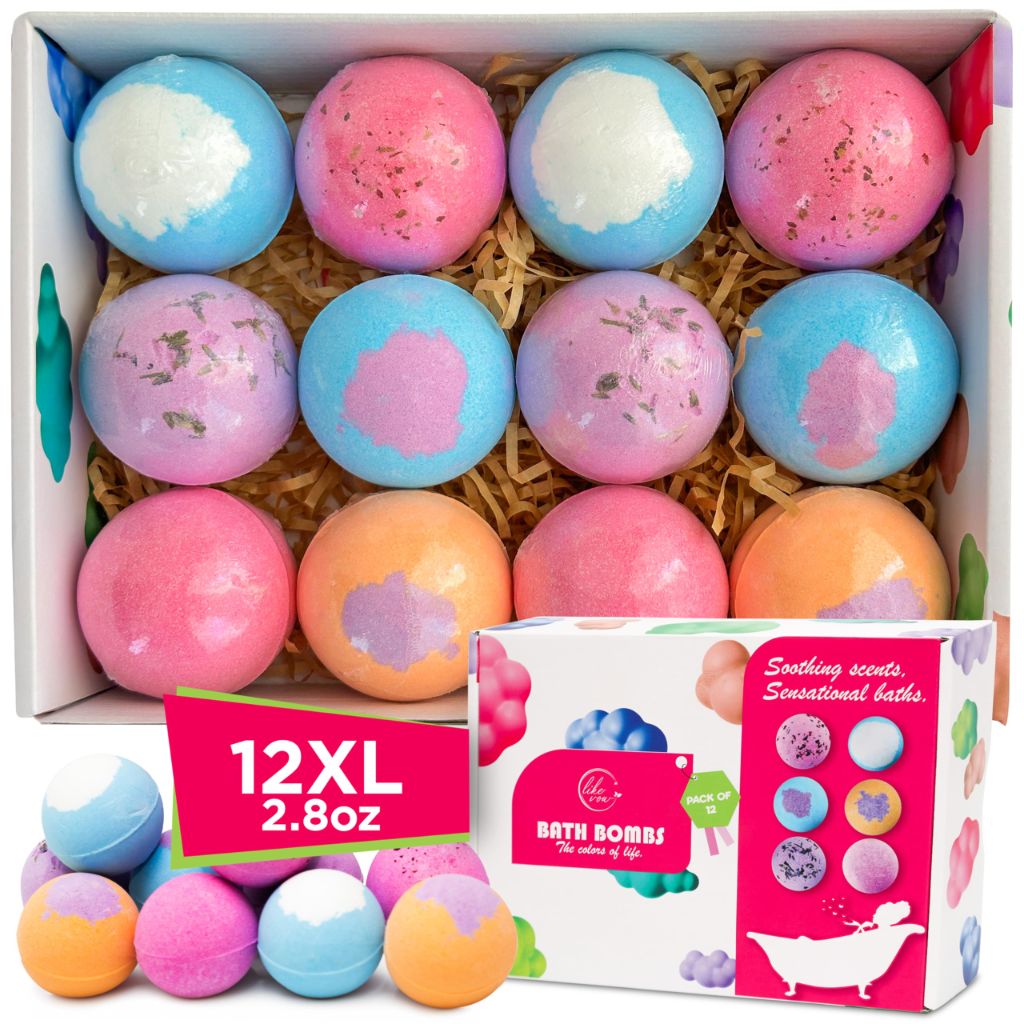 12 Pcs Organic Bath Bombs - Bath Bomb for Women and Kids, Assorted Scents with Shea Butter & Essential Oils