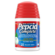 Pepcid Complete Acid Reducer + Antacid for Acid Reflux, Antacid Chews, Mint, 25 ct