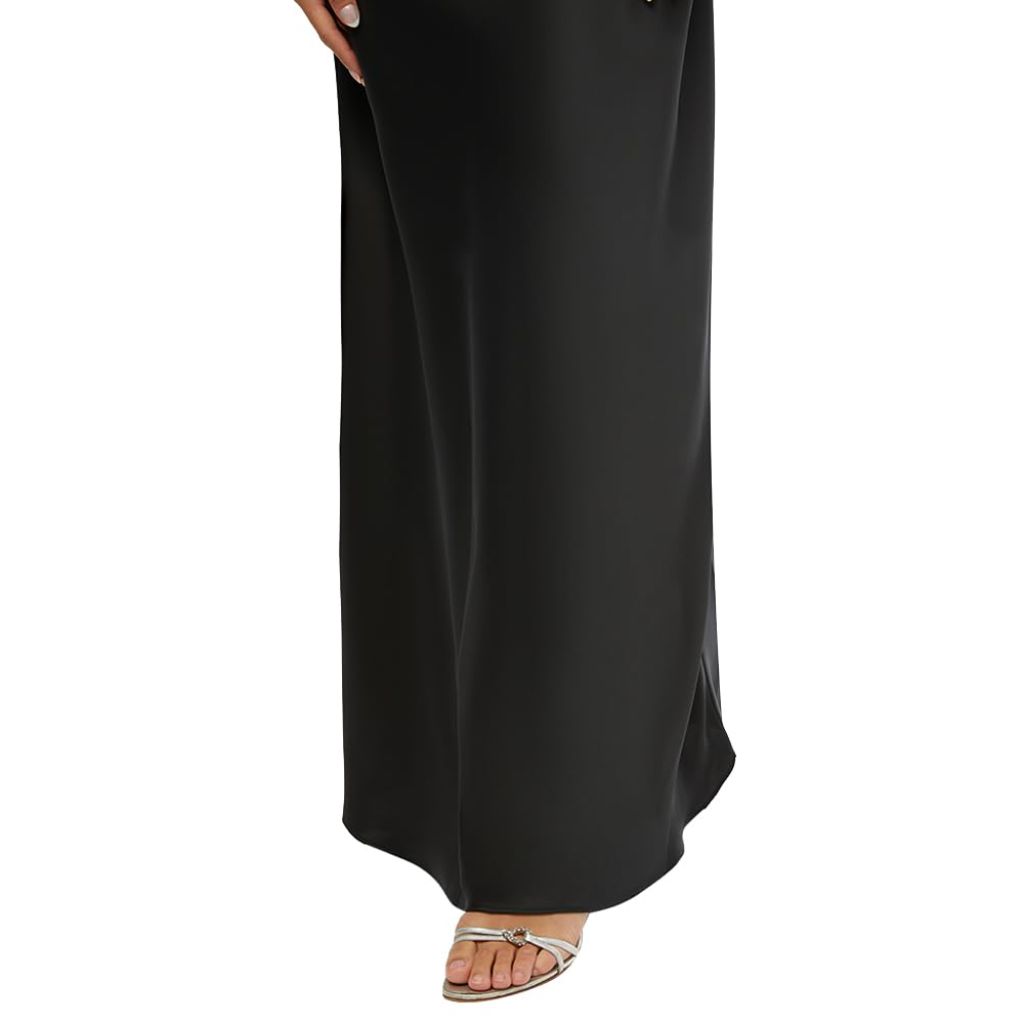 WEWOREWHAT-Halter Scoop Midi-Silky Charmeuse-Black-4