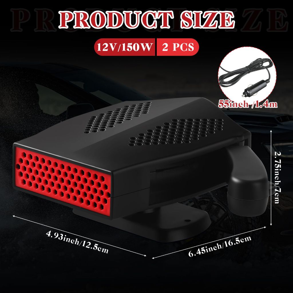 Glooglitter Portable Car Heater 2 Pcs 12 V 150 W