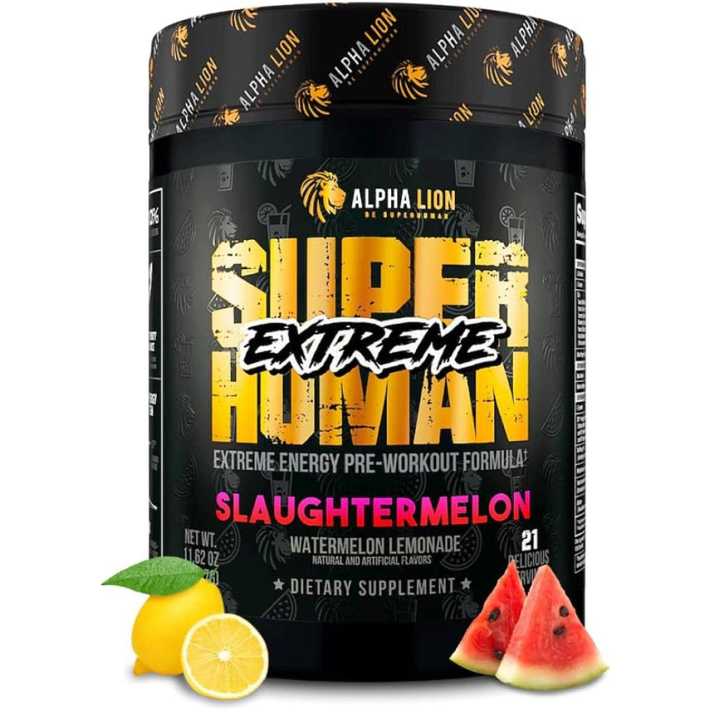 ALPHA LION Superhuman Extreme High Stim Pre Workout Powder, Beta Alanine, L-Taurine & 356mg Tri-Source Caffeine for Sustained Energy, Nitric Oxide & Citrulline for Pump (21 Servings, Slaughtermelon)
