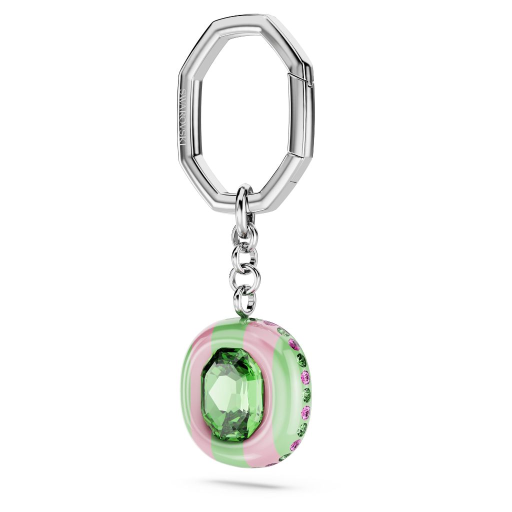 Swarovski Dulcis Octagon Cut Key Ring, Green & Pink, Rhodium Finish Keyring (5713885)