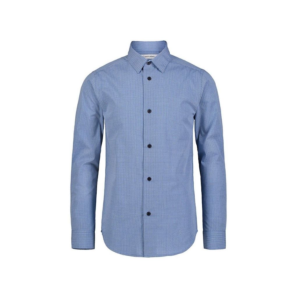 Calvin Klein Boy's Slim Fit Woven Dress Shirt - Dark Blue - Size 12