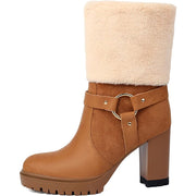 UTIKLIOU Women's Ankle Platform Boots, Brown, SZ 7.5