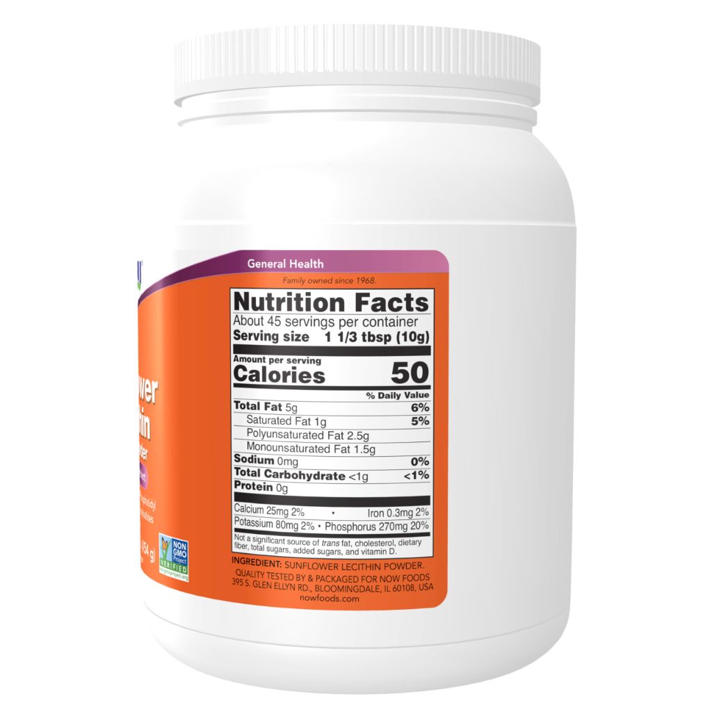 NOW Foods Supplements, Sunflower Lecithin, Powder, 1 Lb