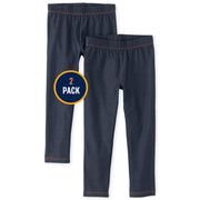 The Children's Place Girls Faux Denim Leggings - Size Small (5/6), 2 Pack