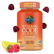 Garden of Life Vitamin D3+K2 Gummies with Prebiotics&Probiotics for Digestion 2000 IU Vitamin D3+100mcg K2 for Bone&Immune Health for Adult Vitamin Code Non-GMO Gluten-Free 45 Raspberry Lemon Gummies