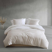 Calvin Klein - Queen Duvet Cover Ikat Pinstripe Set Cotton Percale  -  (Neutral)