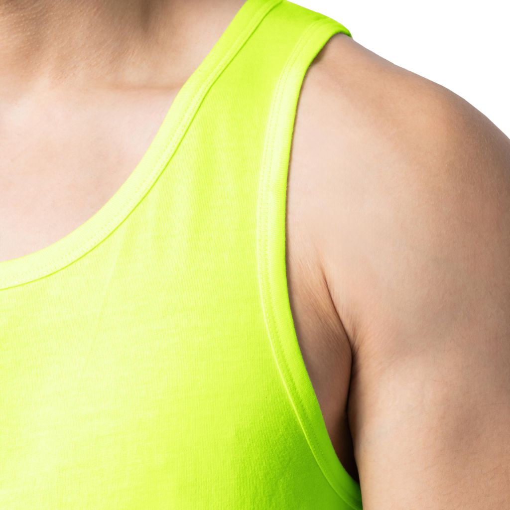 Fruit of The Loom Men's Eversoft Cotton Sleeveless T Shirts, Tank-2 Pack-Safety Green, Large