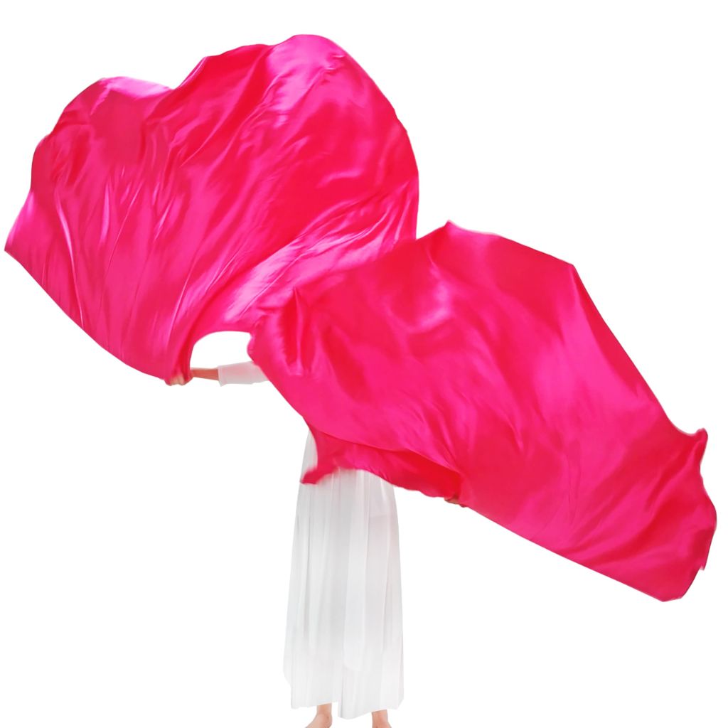 Wuchieal 74" x 55" Large soft semicircle Worship Flags, satin semicircle Banner Praise Flag with Scalable Rods 1 pairs (Dark pink)