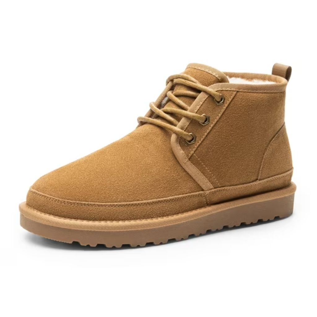 SZ 12, Bruno Marc Men's Winter Snow Boots FuzzyGo | Suede Leather | Chesnut