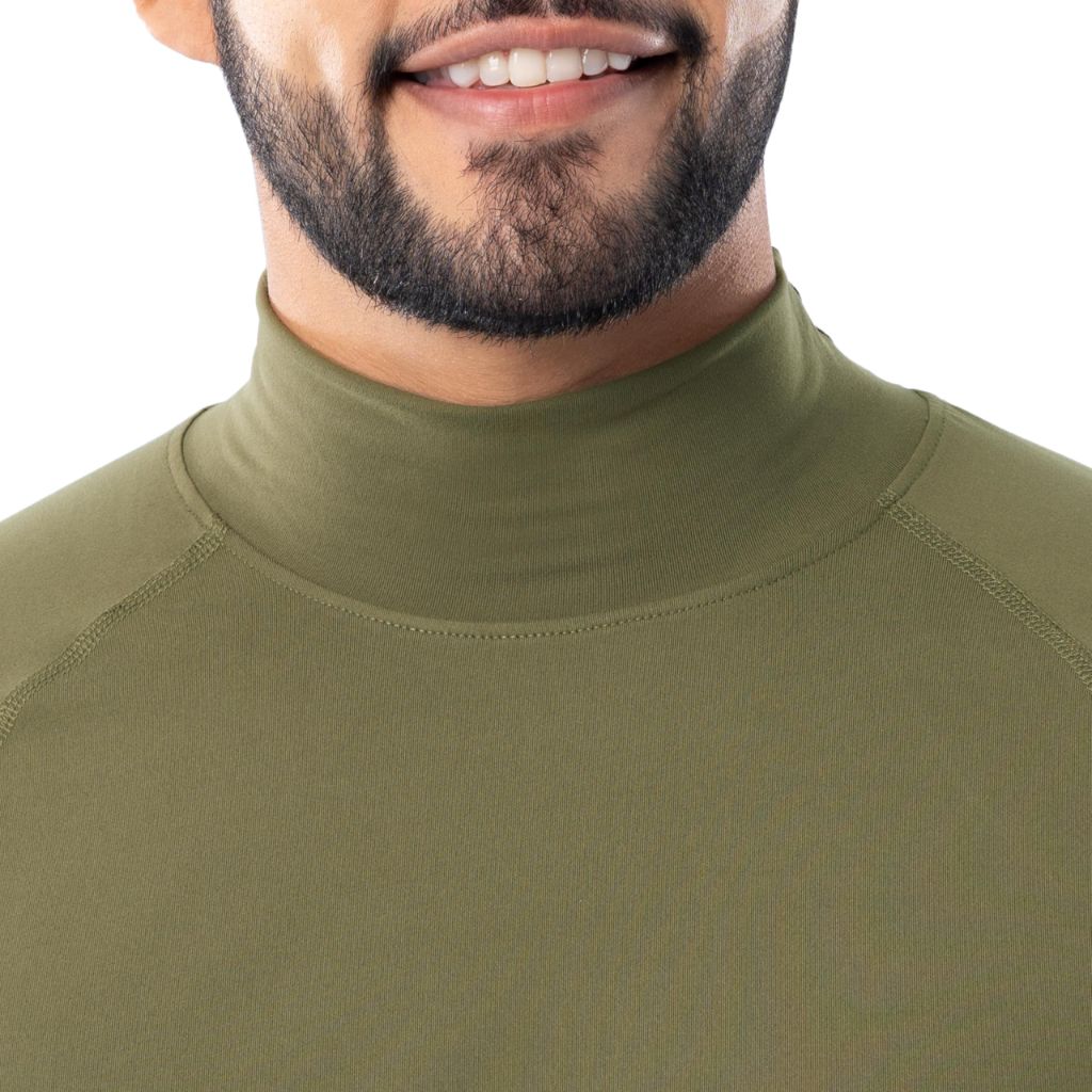 Fruit of the Loom Men's Sueded Jersey Mock Neck Thermal Underwear Base Layer Set, Burnt Olive, 5X-Large