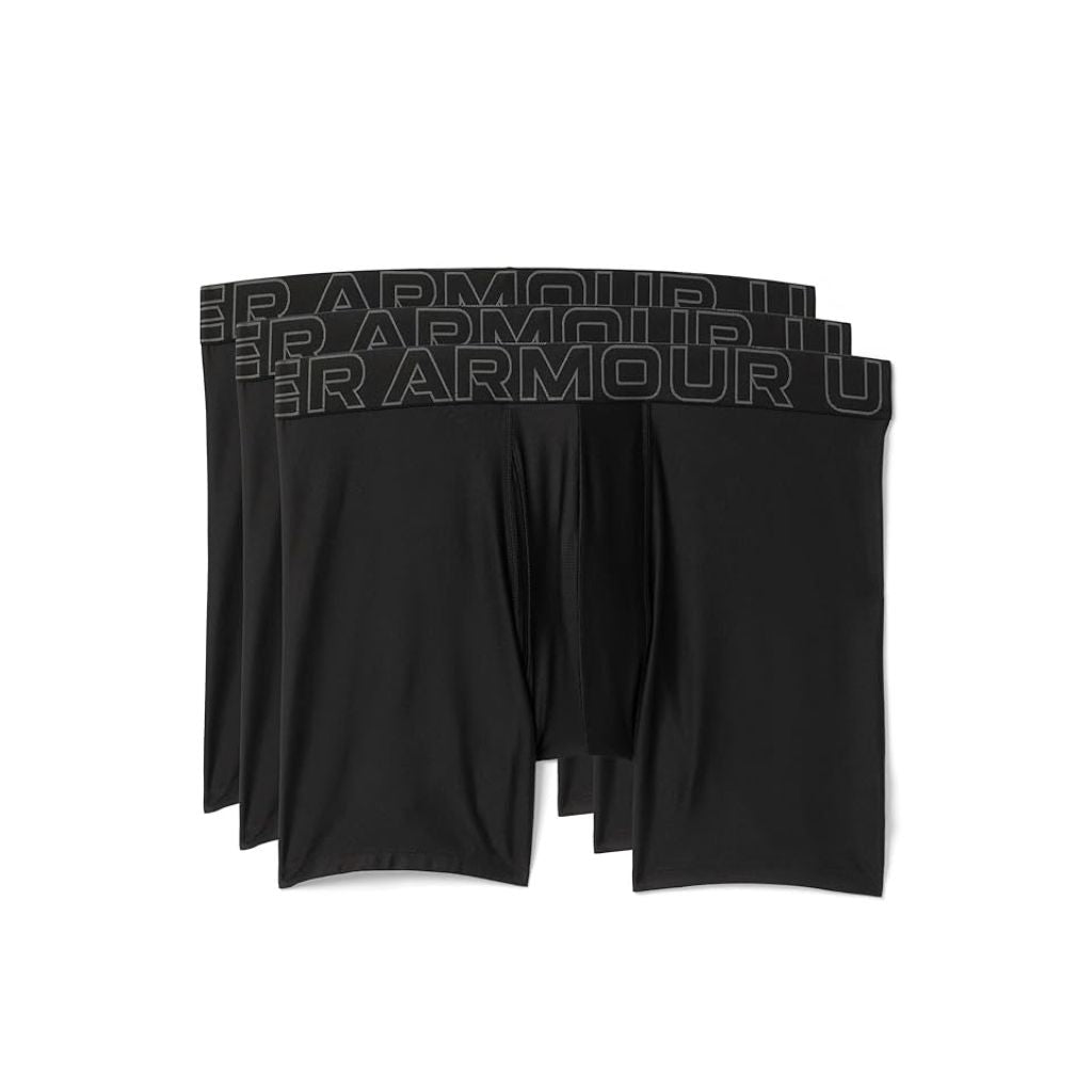 Under Armour Men's Performance Tech 6" Boxer Briefs - Black, Size Small (3 Pairs)