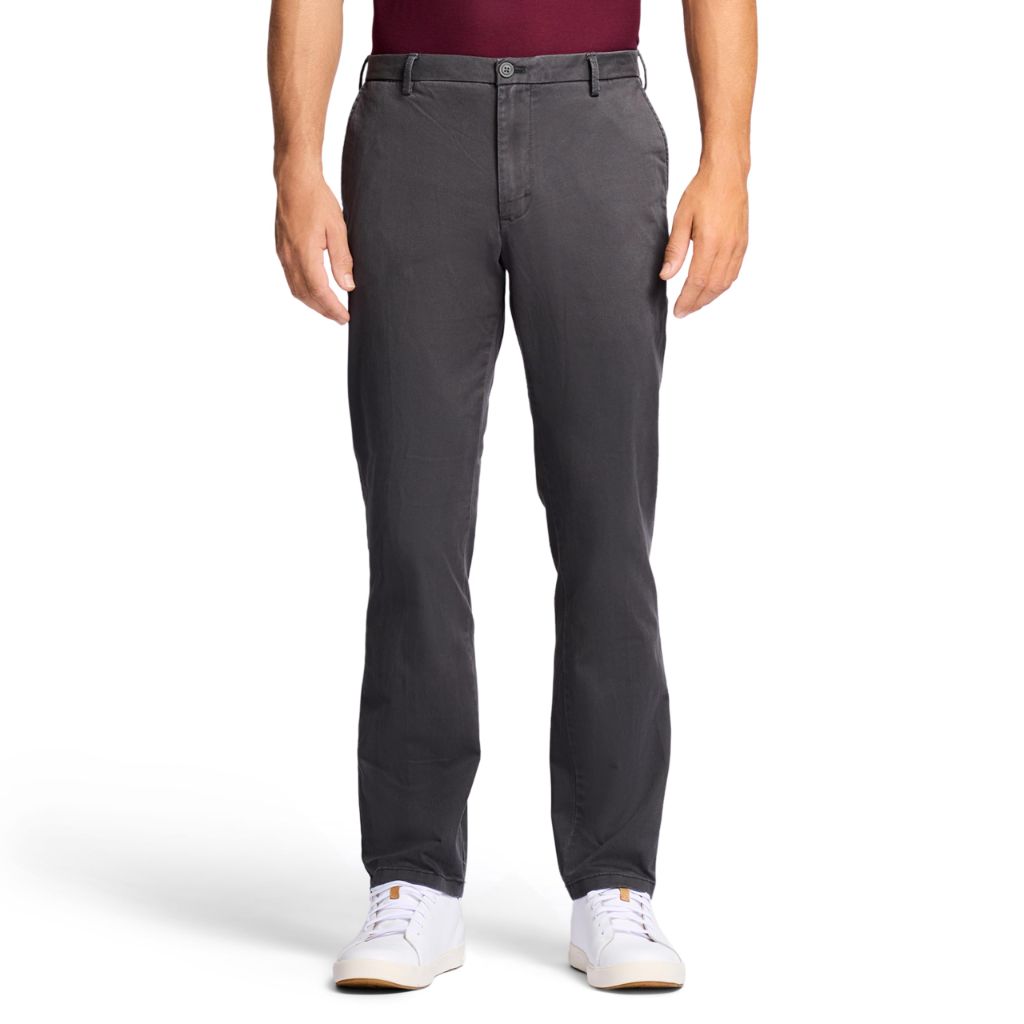 IZOD Men's Saltwater Stretch Flat-Front Chino Pants, Asphalt Strt, 38W x 30L