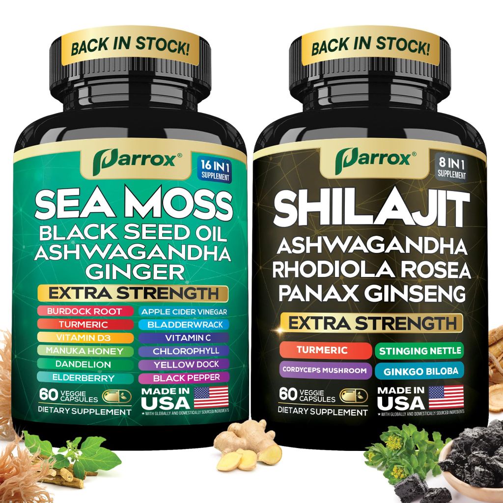 Parrox Shilajit and Sea Moss Bundle, Sea Moss 350mg - 2pk