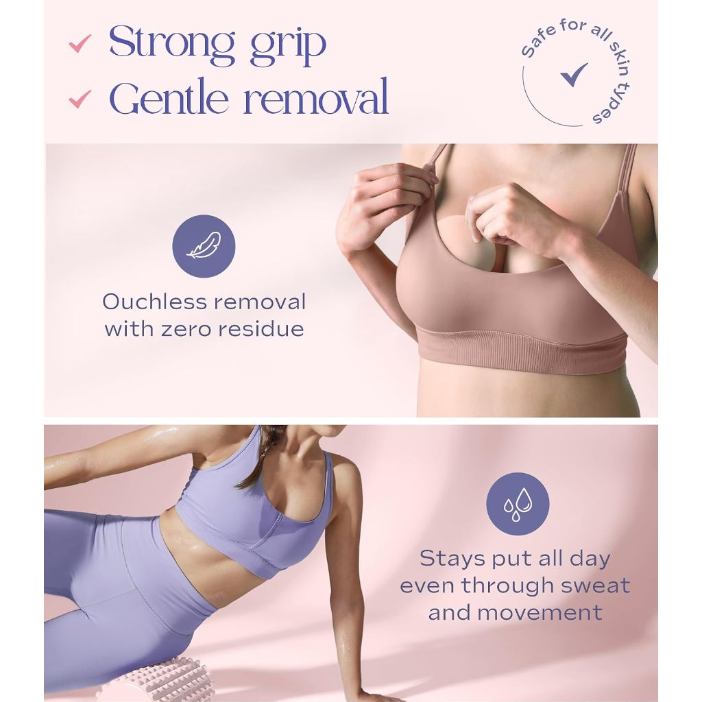 SilkSeal Sticky Reusable Silicone Nipple Covers for Women - Full Coverage, Seamless, Adhesive Breast Pasties