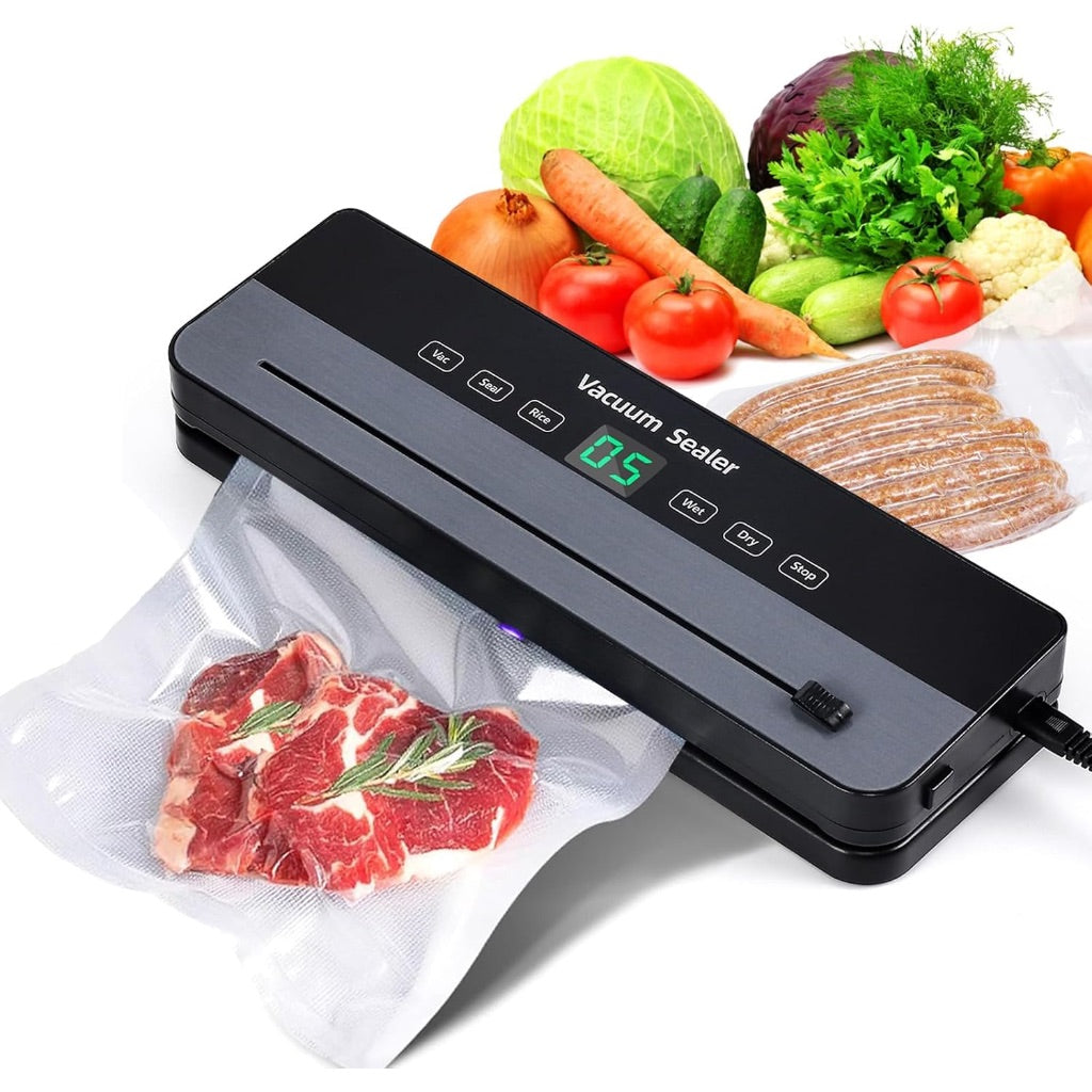 LIARTY Vacuum Sealer Machine 65Kpa 7-in-1 Compact Portable Food Sealer with Built-in Cutter 10 Bags Dry&Wet Modes Ideal for Kitchen Restaurant Home Use