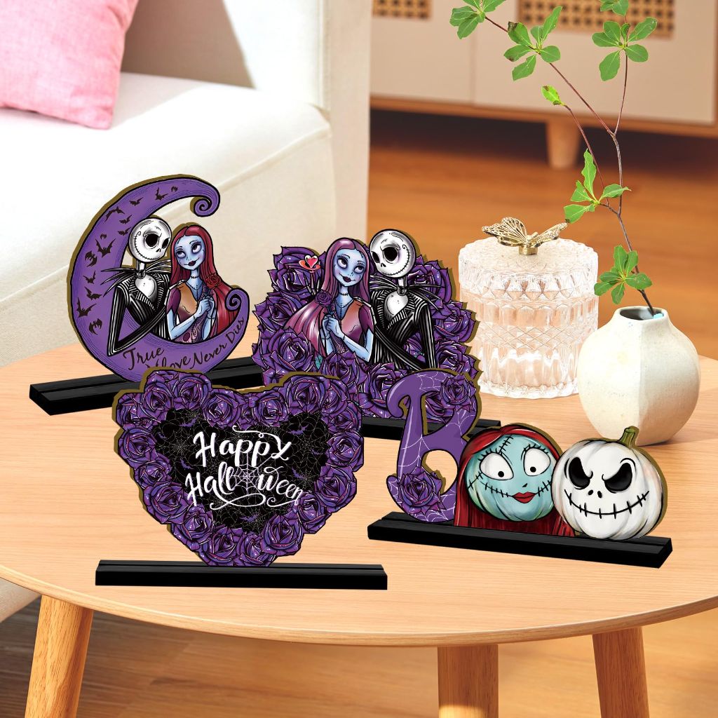 Nightmare Before Christmas Halloween Tabletop Centerpiece Wooden Decor