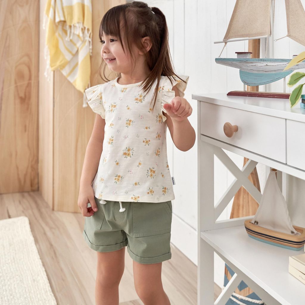 Gerber Baby Toddler Girls' Twill Shorts, Olive, 0-3 Months