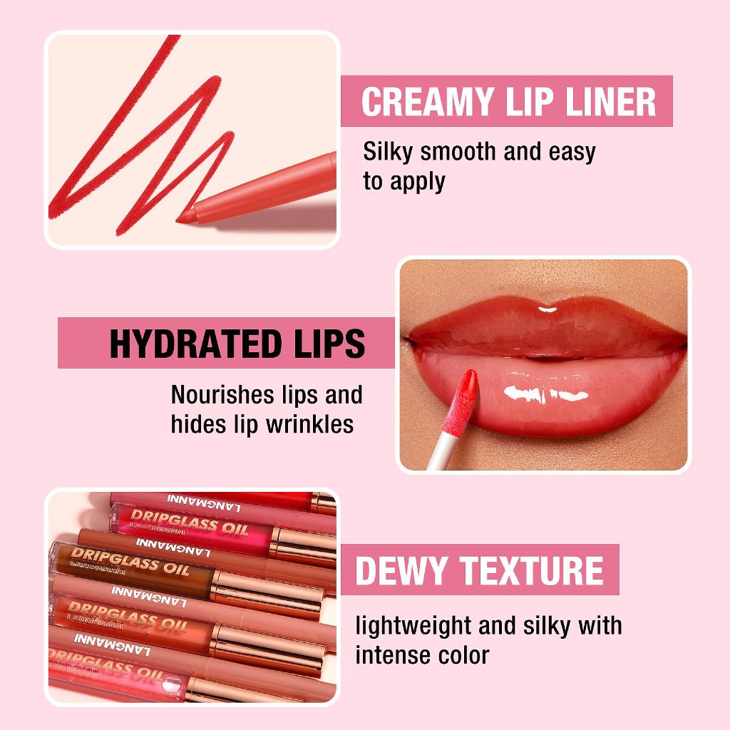 Jolilab Matte Lip Liner Lip Oil Set (4pcs)