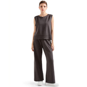 SUUKSESS Women 2pc Lounge Sets Matching Sweatsuits Wide Leg Sweatpants Sleeveless Sweatshirts (Dark Grey, S)
