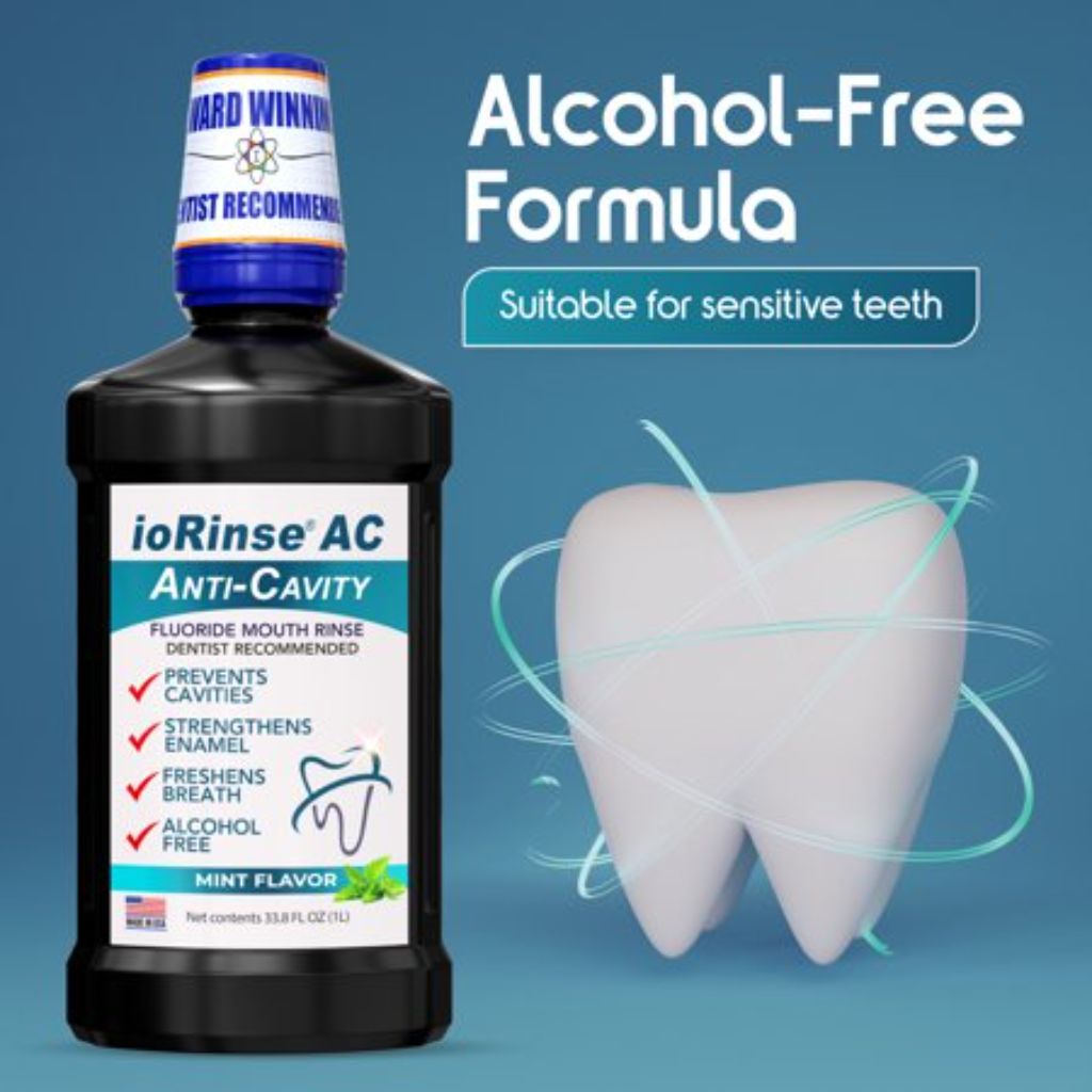 ioRinse Anti-Cavity Alcohol-Free Daily Mouthwash – Mint, 33.8 fl. oz.