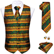 Barry.Wang Mens Red/Green Christmas Suit Vest Holiday Xmas Waistcoat Tie Set Party Tuxedo