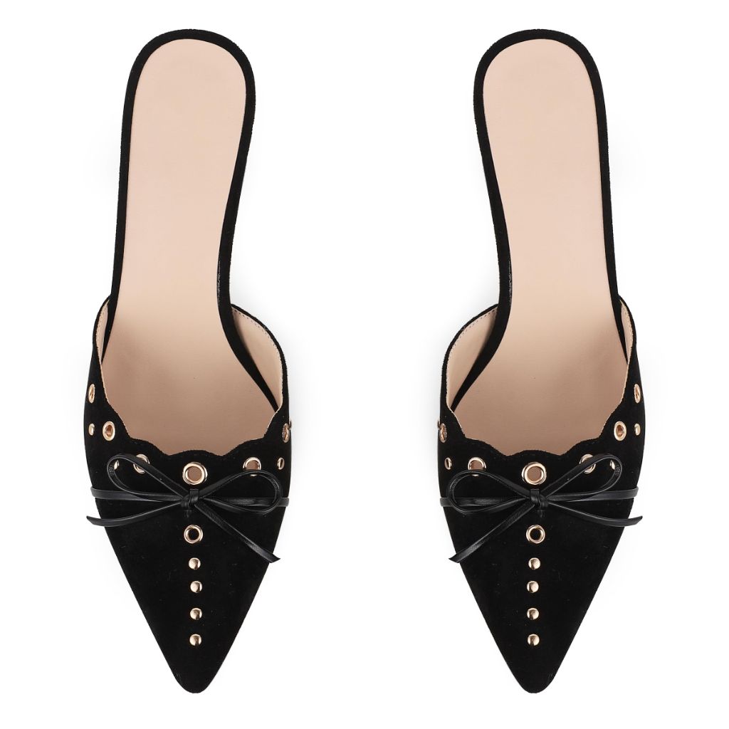 SaraIris Women's Black Pointed Toe Mules, Black - Size 9