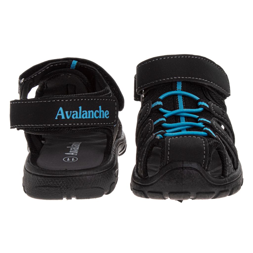 Avalanche Kids Close Toe Sandal with Strap Closure, Black/Blue - Size 11