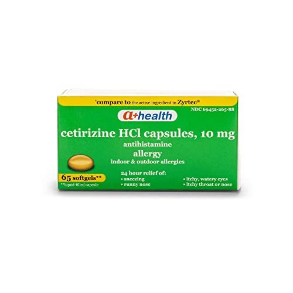 A+ Health Cetirizine HCl 10 Mg Antihistamine Liquid Gels for 24 Hour Allergy Relief, 65 Count