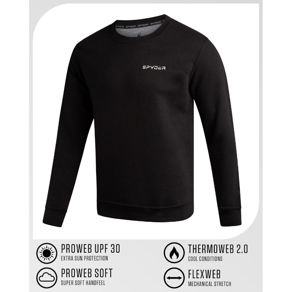 Spyder Mens Crewneck Sweatshirt - Soft Performance Fleece Pullover Sweatshirts for Men - Casual Gym Workout Mens Sweatshirt XXL