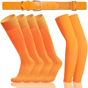 Youth 2 Pairs Baseball/Softball Socks, Belt, Arm Sleeve Combo Set - Orange, Ages 8-12 Years