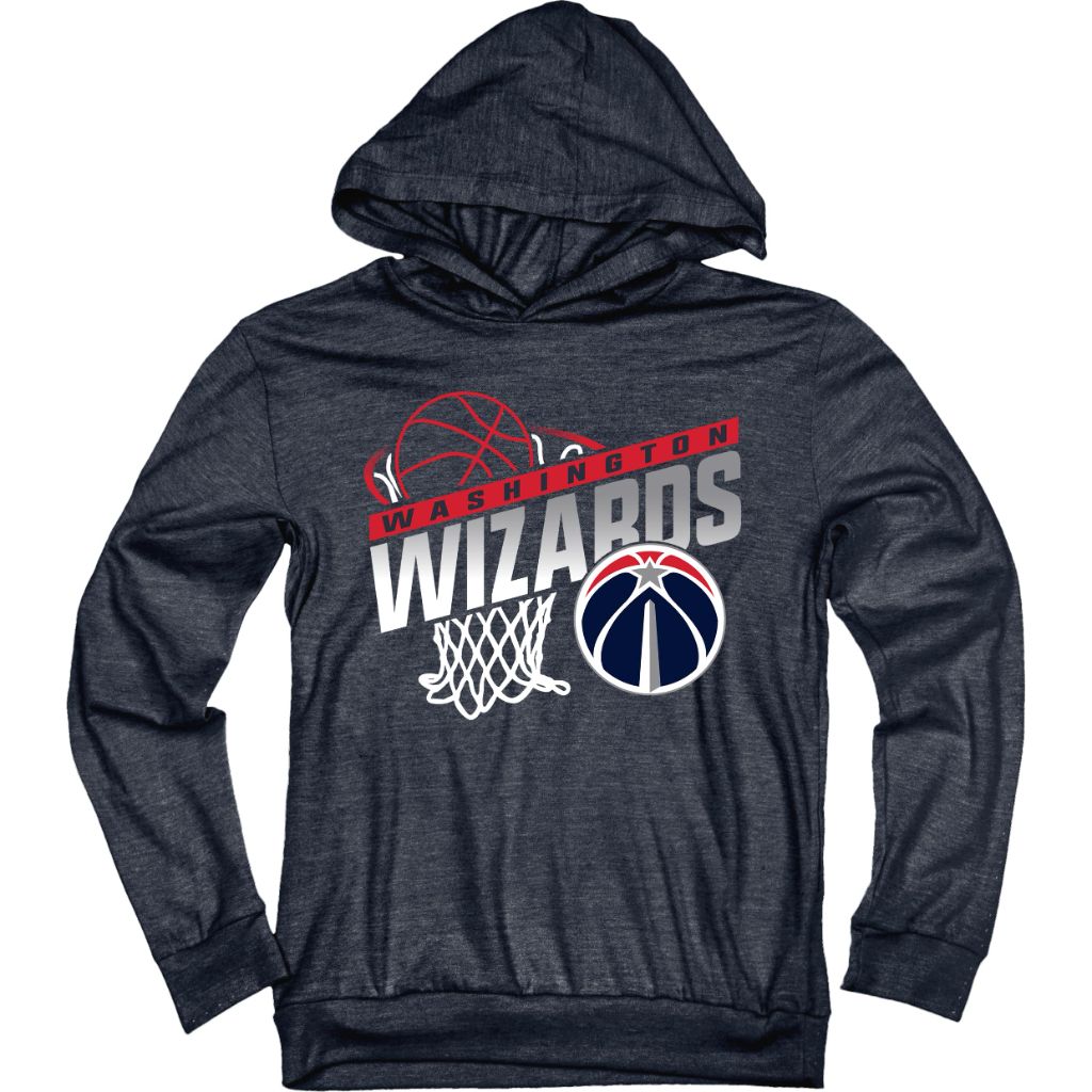 Washington Wizards NBA Officially Licensed Youth Tri-Blend Hooded Long Sleeve T-Shirt Hoop Team Color, Large